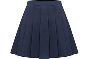 Adigau Fille Jupe-Short Intégré Uniforme Scolaire Enfant Fille Jupe Ecolière Plissé Jupe Fille Patineuse Tennis Printemps Automne Bleu Foncé 12-13 Ans