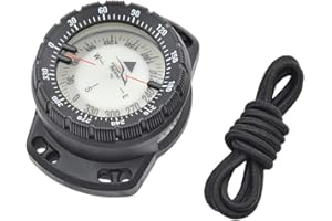 HOVEELUTY Boussole De Plongée Compas Compas Scuba Lumineux Compas Compas Étanche sous-Marine Navigation sous-Marine Compas avec Une Vision Nocturne du Bungee Noir