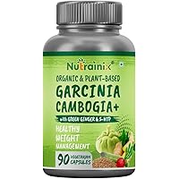 Nutrainix Organic Garcinia Cambogia+ with Green Ginger & 5-HTP - 90 Vegetarian Capsules