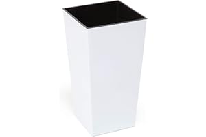 Happy Flower MultiProject | Blumentopf | Pflanzkübel | inkl. Einsatz | Quadrat | Glatte Oberfläche | 4 Größen | Weiß | Übertöpfe (35 cm x 35 cm/Höhe 68 cm)