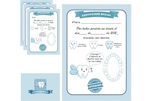 MFS MYFUTURSHOP Myfuturshop® Carta HADA DE LOS DIENTES Certificado de diente limpio 10 Unidades. Regalo original para niño y niña. (AZUL)