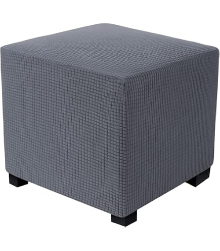 Housse Élastique Pour Pouf/Ottoman 30x30cm - Jacquard Polyester - Protection Anti-Taches - Lavable En Machine