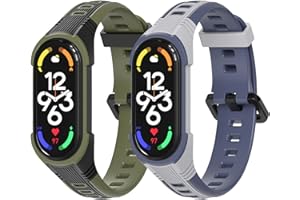 AidorMax 2 Pezzi Cinturino per Xiaomi Mi Band 7 6 5, Braccialetto in Silicone Traspirante ed Antiscivolo, Cinturino Sportivo per Attività all'Aperto, Cinturini di Ricambio Miband 7 6 5