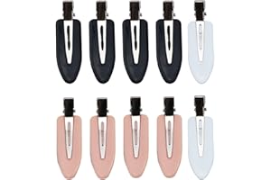 PLABBDPL 10 pezzi di fermagli per capelli senza gomito, strumento per acconciare i capelli a forcina, fermagli per capelli da donna per parrucchiere per applicazione di trucco (bianco, rosa, nero)