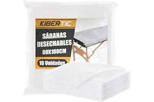 KIBERTIC - 10 Uds Sábanas de Camilla Desechables 80x180cm de TNT SMS | Funda Camilla Masaje |Blanca Tela Desechable para Camilla,Funda Colchón, Hotel, Salón de Belleza y Estética