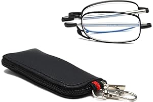 Hubeye Przenośne składane okulary do czytania dla mężczyzn i kobiet okulary chroniące przed niebieskim światłem Teleskopowe pręty i sprężynowy zamek z etui na klucze