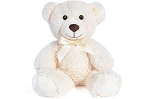 Yeqivo Ositos De Peluche Animal De Peluche Juguetes Regalo para Niño Novia 13.5 Pulgadas para Navidad Día De San Valentín Cumpleaños Boda Fiesta (Blanco,1 Pcs)