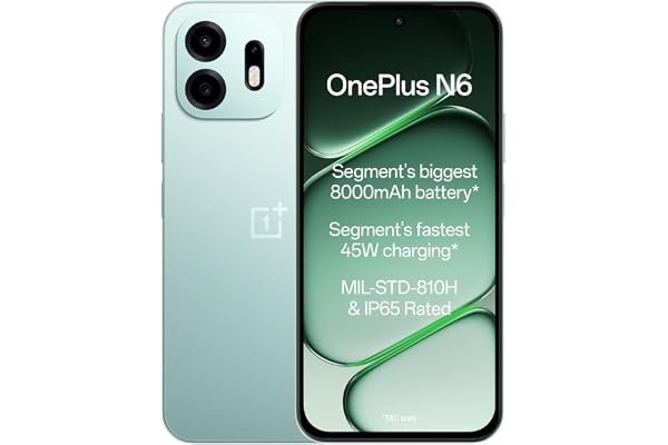 OnePlus N6 | 6GB+128GB | Fresh Mint | Segment's Biggest 8000mAh Battery | Segment's Fastest 45W Charging | 60-Month Smoothnes