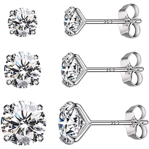 Lot De 6 Paires De Boucles D'oreilles En Acier Inoxydable 316L - Diamants Zirconium, Hypoallergéniques, Pour Femme Et Homme - 7