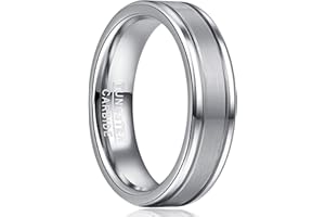 NUNCAD Bague Homme en Tungstène Simple Mate Argenté + Noir