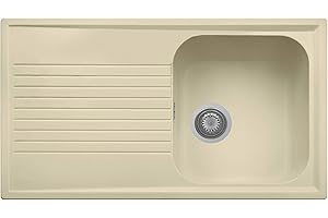Lavello fragranite composito cucina Plados a una vasca più scolapiatti PL0861 colore Champagne