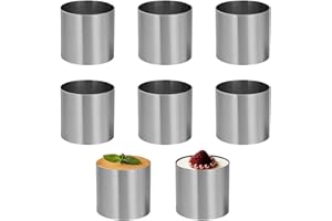 EXIN DEHCEN 8 Pezzi Coppapasta 5 cm, Coppapasta Tondi in Acciaio Inox, Anello per Torte, Anelli da Dessert, Anelli per Mousse, Facile da Sformare e Pulire, per Torte Fai da Te, Fondente e Sushi