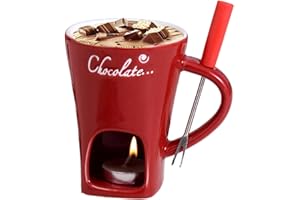 DUVCOYWAE Chocolate Fondue Mug with Forks - Ceramic Butter Warmer Set, Melt Hot Pot Cup Set, Chocolate Melting Cup, Ceramic Cheese Melting Cup, Tea Light Heating Butter Warmer, for Cheese Chocolate Butter