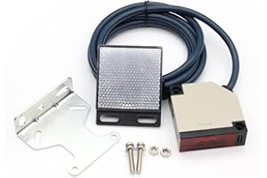 XTVTX Reflektor-Lichtschranke E3JK-R4M1 Reflexions Lichtschranke Spiegelreflexion Photoelektrischer Schalter AC 90-250V 3A Lichtschranke mit Spiegel IR-Lichtschranke bis zu 4 Meter, XU060