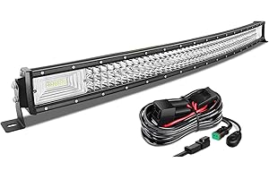 AUXTINGS Barra de luz LED curvada de 42 pulgadas 540W haz de inundación de triple fila luces de buceo con kit de arnés de cableado para todoterreno ATV AWD SUV 4WD 4x4 pickup, conector DT de 12V 24V