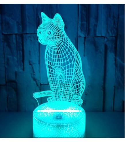 Lampada Led 3D Gatto con base touch e telecomando I-TOTAL