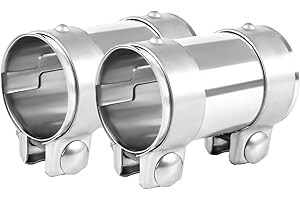 DOCAS Ø 64 mm x 95 mm de longitud tubo de escape universal, Abrazadera de tubo de escape de acero inoxidable, abrazaderas de escape con doble abrazadera sistema de escape universal(2 piezas)