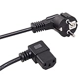 Maclean MCTV-802 Earthing Contact Angled to IEC Plug Left Angled Power Cable Black (1.5 m)