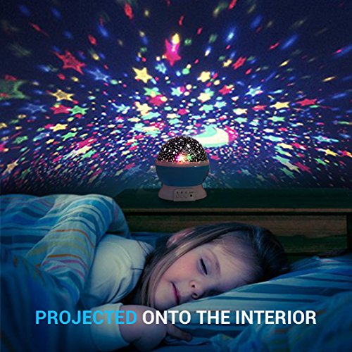 Sternenhimmel Projektor, Ubegood 360 Grad drehbar Star Projektor Romantische Nacht Lampe Projektion 4 LED Wulst für Haus, Schlafzimmer, Kinder Zimmer, Hochzeit, Geburtstag, Parteien (Blau) - 4