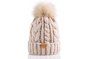 REDESS Bonnet d'hiver à Pompon pour Femme avec Doublure en Polaire Chaude, Bonnet de Ski en Tricot de Neige épais et épais