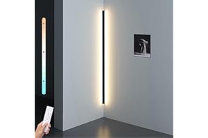 LANMOU Applique Murale Intérieure Longue, LED Appliques Murales d’angle 80CM Moderne Noir, 3 Tons & Dimmable avec Télécommande, 18W 1440LM, Éclairage Mural Salon/Chambre/Couloir/Escalier
