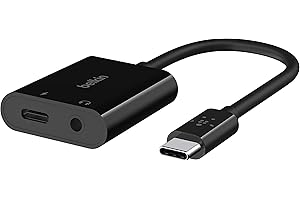 Belkin Rockstar Adaptador de Audio de 3.5 mm + Carga USB-C, conversor USB-C de Audio Compatible con iPad Pro 12.9, 11, Galaxy, Pixel, OnePlus y Otros