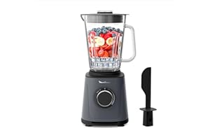 Moulinex Blender PerfectMix Essential 1200W, Lames Powelix, Bol Verre 2L, Mixage 30% Plus Rapide, Vitesse Ajustable & Pulse, Smoothie, Nettoyage Facile, LM771BF0, Poivre de Java