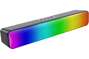 Zinueen Soundbar per PC, Soundbar Bluetooth, Soundbar Portatile per Televisori e PC, Supporta Ingressi AUX e Ottici, Altoparlante con Luce LED RGB