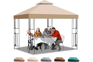 QDRECLOD Toldo Recambio para Pérgola 3x3 m, Techo de Recambio para Carpa Cenador de Jardín Impermeable con Ventilación, Cubierta Amovible para Jardín, Camping, Playa y Protección Solar