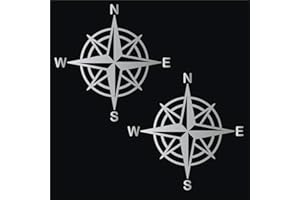 Pimastickerslab Kit 2 Adesivi Bussola Rosa dei Venti 4x4 off Road Rosa dei Venti Auto Camper Decalcomanie Scegli Colore e Misura -cod. 1655- (090 Argento, Diametro CM 10)