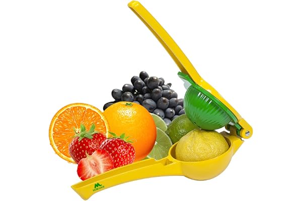 Manuell citruspress för citron, lime och apelsinjuice - Aluminiumlegering, Mexikansk armbåge - lätt att använda - by Mobi Lock