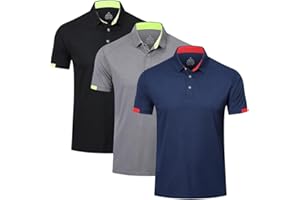 HUAKANG 3Pack Men's Breathable Golf Polo Shirt Workout Polo Shirts Short Sleeve Sports Gym Tee Top Quick-Dry Polo Shirt