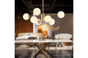ENXING Lampe à Suspendre Grand Salon Lustre E27 Moderne Fer Suspension Luminaire sphérique Chambre à Coucher Lampe de Salle à Manger Abat-Jour Verre Eclairage moléculaire Bar Café Plafonnier