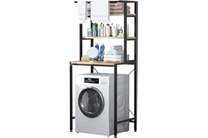 MOYIPIN 3-stöckiges Wäsche-Aufbewahrungsregal, platzsparendes Badezimmer-Aufbewahrungsregal über der Toilette, multifunktional, robust, verstellbar, Schwarz