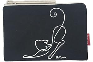 Hello-Bags. Bolso Neceser/Cartera de Mano. Exterior: Algodón 100%. con Cremallera y Forro Interior. Incluye Bonito sobre Kraft de Regalo. Modelo GATUNA. Color: Negro. 23 * 15,5 cm.