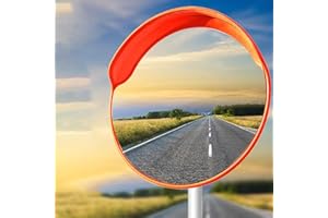 ‎XUBX XUBX Konvexer Verkehrsspiegel mit Wandhalterung, 30 cm Einfahrtsspiegel, Weitwinkelsichtbarer hochauflösender konvexer Sicherheitsspiegel mit Kunststoffgehäuse Perfekt für Garagen, Parkplätze