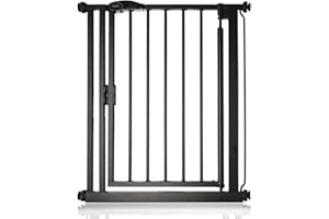 Safetots Pressure Fit Self Closing Stair Gate, Narrow, 68.5cm - 75cm, Matt Black, Auto Closing Baby Gate, Safety Barrier for Toddler, Easy Installation