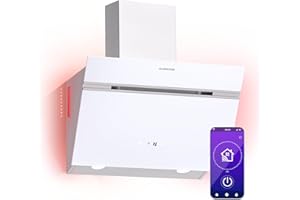 Klarstein Alina 3.0 Cooker Hood - 60cm Extractor Hood, 600 m³/h Air Flow, A++ Energy Efficiency, LED Lighting, Quiet 37 dB, Touch Control, WLAN, White, Ducted & Recirculating