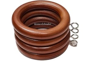 HomeElabador®Anillos para Ganchos de Cortina de Madera de 38 mm con Ojos Recubiertos de Color (Roble, 6)