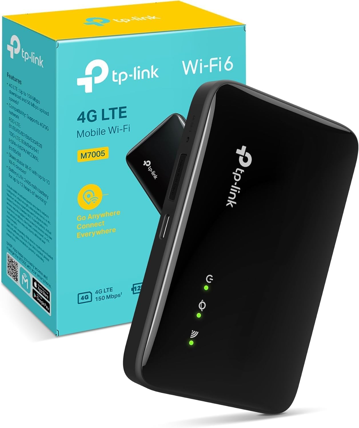 TP-Link M7005 4G MiFi Router, WiFi Dongle, Portable WiFi with SIM Slot,Dual Band Mobile WiFi 6 Router,Plug and Play MIFI,Long Battery Life,Portable Hotspot,For Caravan,APP Control,Compact Design