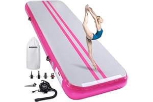 ‎ROMELANDS ROMELANDS Turnmatte Aufblasbar, 3M/4M/5M Trainingsmatte mit Luftpumpe, 10 cm hoch Gymnastikmatte für Yoga, Taumel, Turnen, Ausbildung