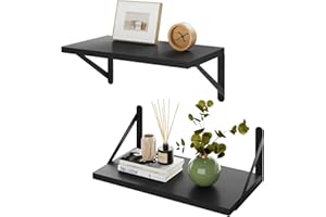 IBUYKE Étagères flottantes profondes pour mur, lot de 2 étagères flottantes de 20,3 cm de profondeur, étagère murale en bois de 40,6 cm x 20,3 cm, large bibliothèque flottante pour salon, cuisine