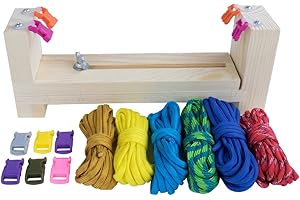 Paracord Planet Adjustable Length Paracord Jig Bracelet Maker – Wooden Frame Jig – Paracord Braiding and Weaving DIY Craft Tool Kit – 550 Paracord & Buckles Included