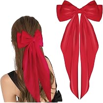 Haarspange Mit Großer Satin-Schleife – Weinrot, Langes Band, Französisches Design Für Damen & Mädchen