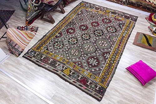 Anatolian vintage motif Kilim Rug 5.56x8.27 ft (172x252 cm)