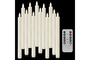 kisidus Bougies à LED Longue avec Télécommande Decoration Noël sur Bougeoir Bougie Chandelier Flamme Vacillante Table - 12 PCS Beige
