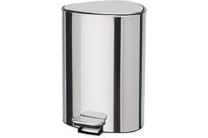 Joseph Joseph Easystore Luxe Stainless Steel 5 Litre Pedal Bin With Bin Liner Storage, Soft-Close Lid, Removable Inner Bucket, For Bathroom, Bedroom, Office