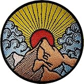 Sun embroidery embroidery crest patch from Sim Embroidery Montain 8&times;8 cm