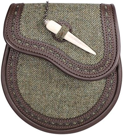 Margaret Morrison Stunning Full Dress Green Tweed &amp; Brown Leather Scottish Highland Stalker Sporran