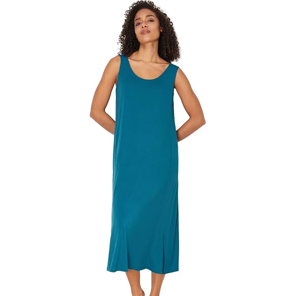 WiWi Women's Bamboo Viscose Nightgown - Sleeveless Sleep Shirt Plus Size Nightdress (Iron Grey, 3X) - View #12